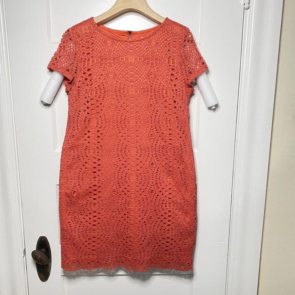Chico's Coral Lace Mini Dress Womens 0.5 Dainty Retro Vintage Coquette